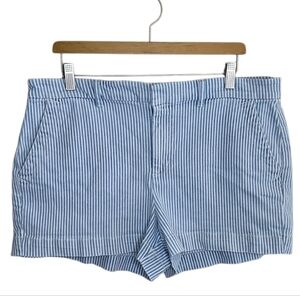 Loft | Blue White Striped Chino High Rise Shorts Size 32/14 3" Inseam